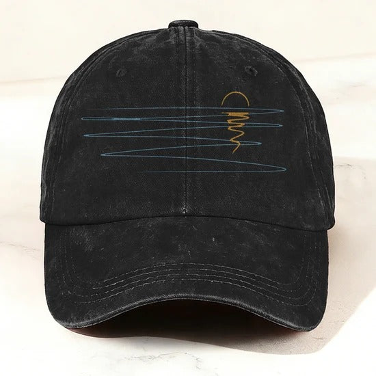 Vintage Washed Sunset Reflection Baseball Cap Black