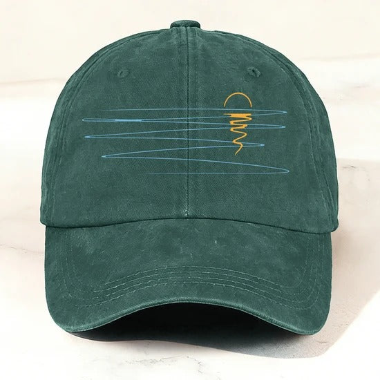 Vintage Washed Sunset Reflection Baseball Cap Dark Green