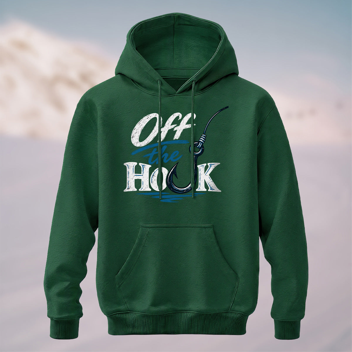Cotton Made Vintage Fishing Hook Hoodie Dark Green