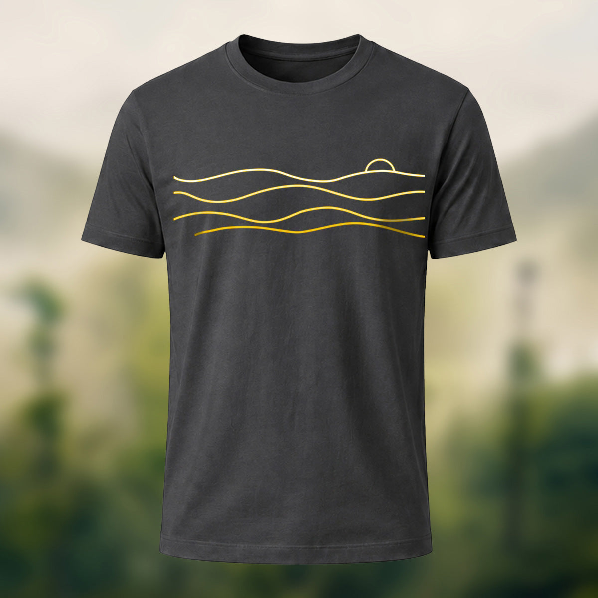 Clean Flowing Lines Combed Cotton T-Shirt Charcoal