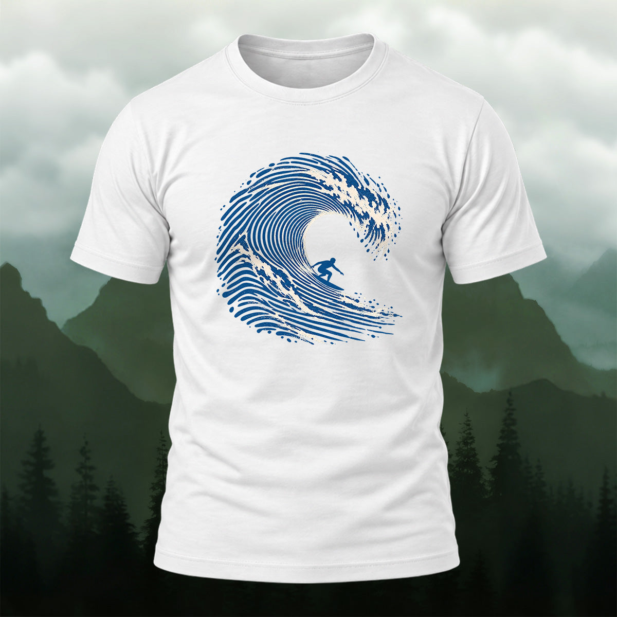 Abstract Wave Fingerprint Soft Cotton T-Shirt White