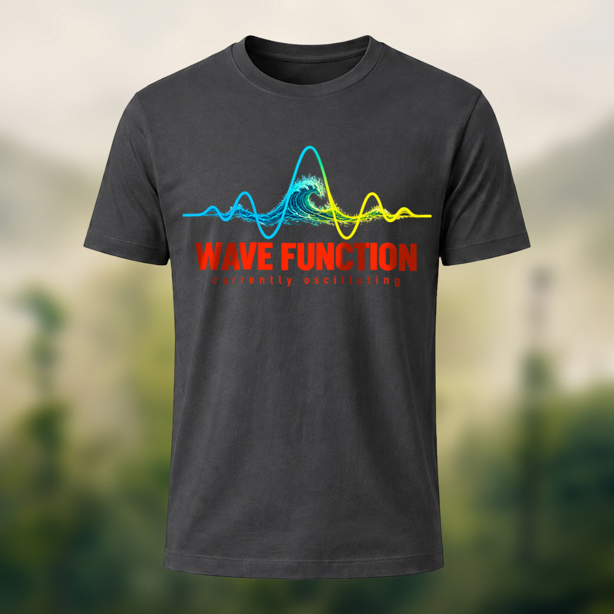 Ocean Waveform Premium Cotton T-Shirt Charcoal