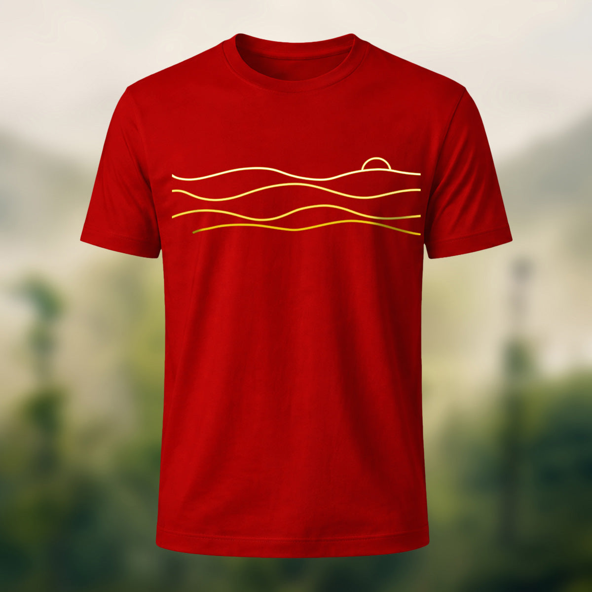 Clean Flowing Lines Combed Cotton T-Shirt Red