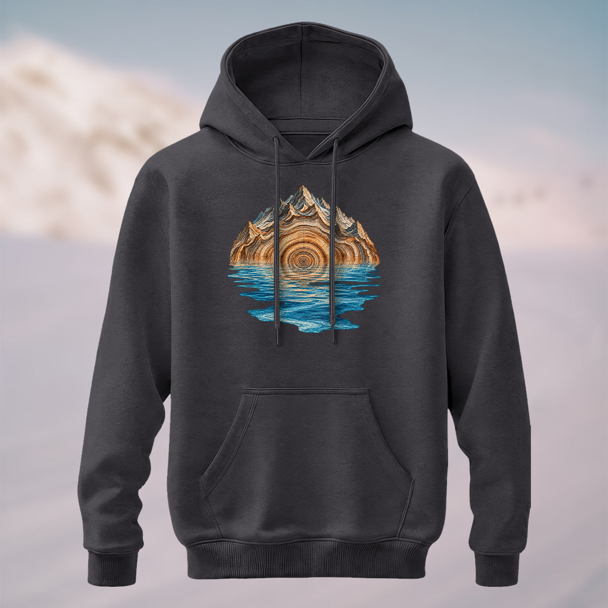 Cotton Made Natural Tree Ring Reflection Hoodie Charcoal
