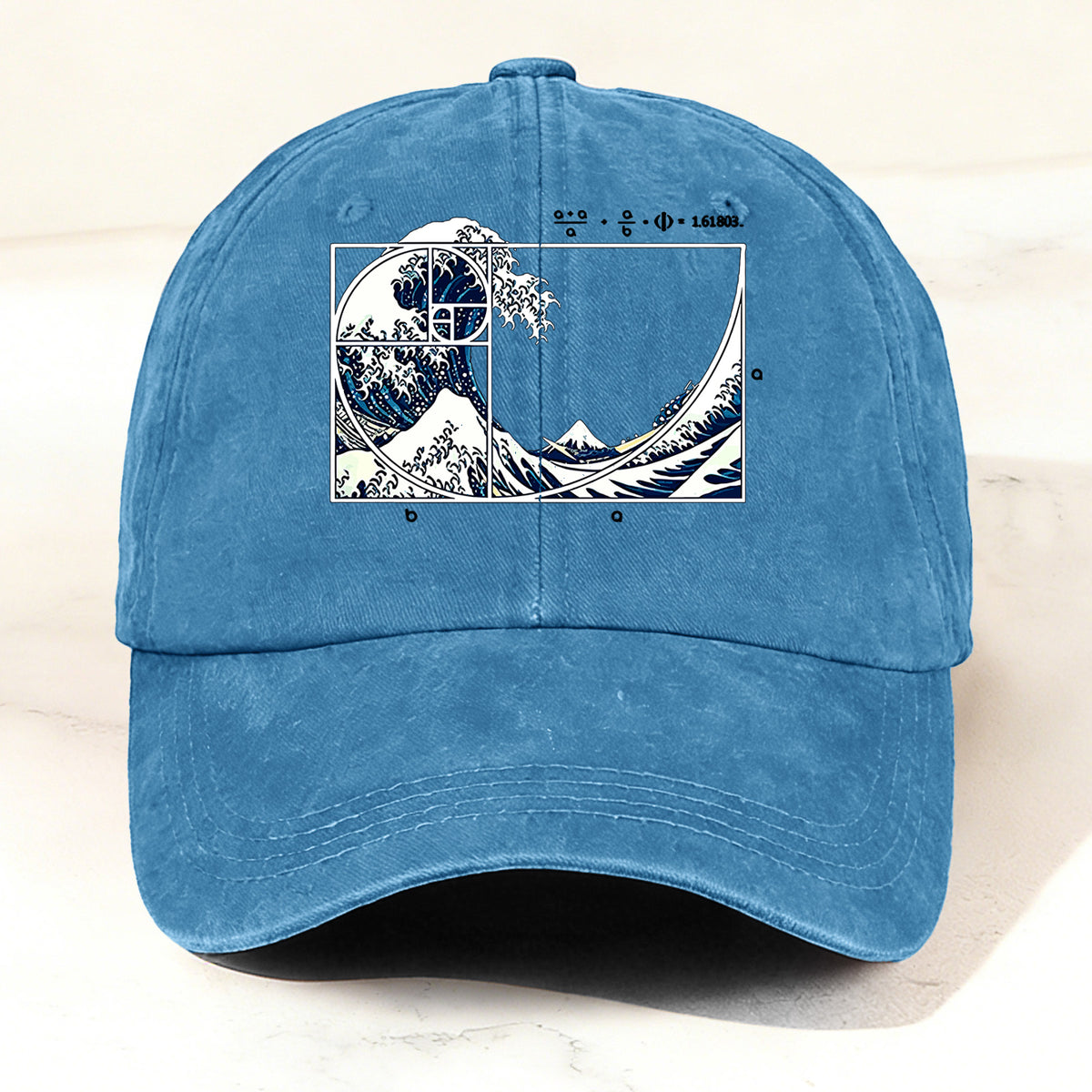 Artistic Geometric Great Wave Baseball Cap Sky Blue