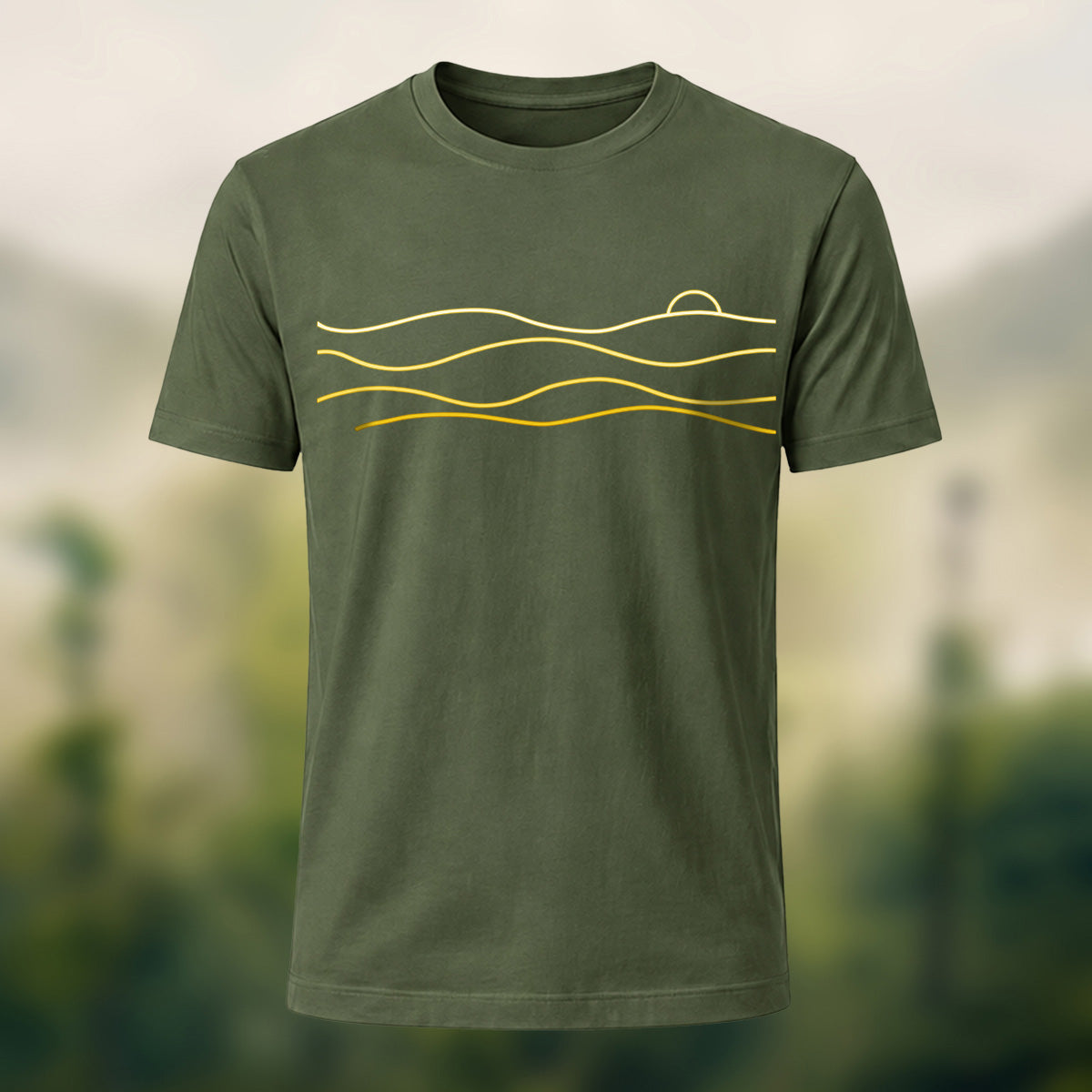 Clean Flowing Lines Combed Cotton T-Shirt Olive Green