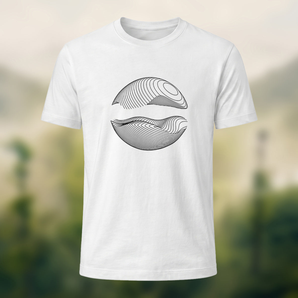 DTG Abstract Wave Print Combed Cotton T-Shirt White