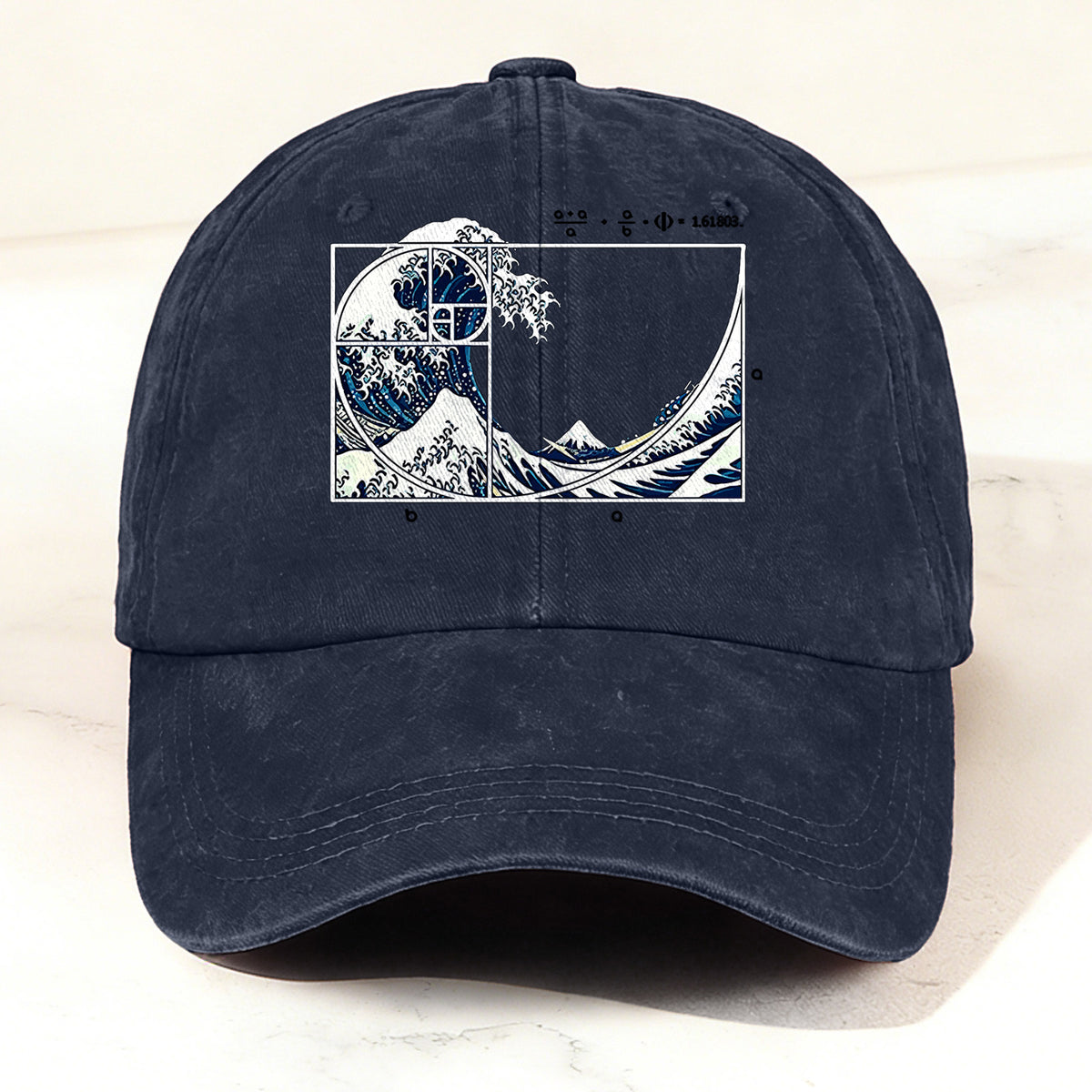 Artistic Geometric Great Wave Baseball Cap Navy Blue