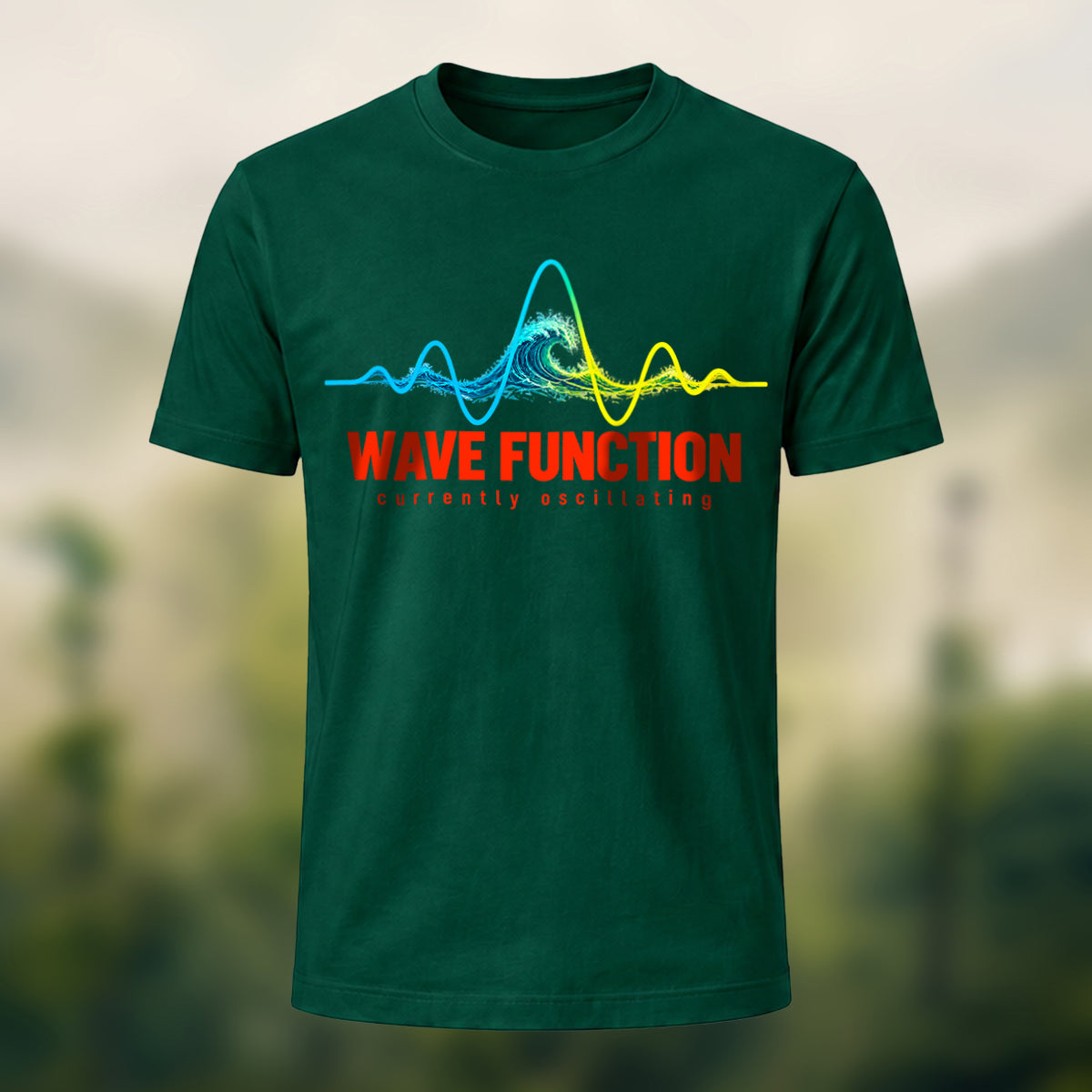 Ocean Waveform Premium Cotton T-Shirt Forest Green