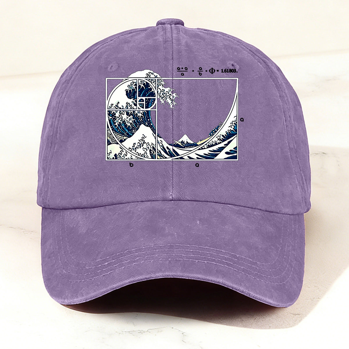 Artistic Geometric Great Wave Baseball Cap Purple