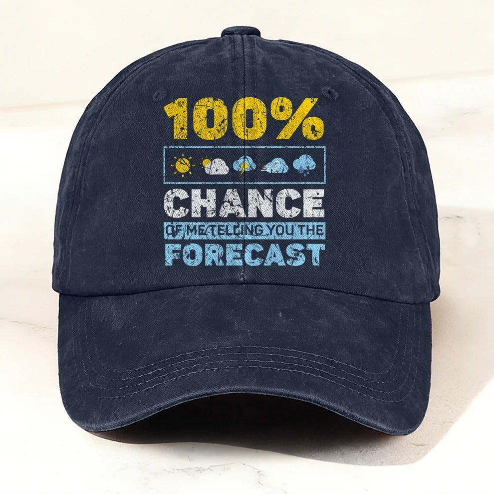 Retro Funny Weather Forecast Baseball Cap Navy Blue