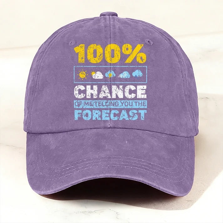 Retro Funny Weather Forecast Baseball Cap Purple