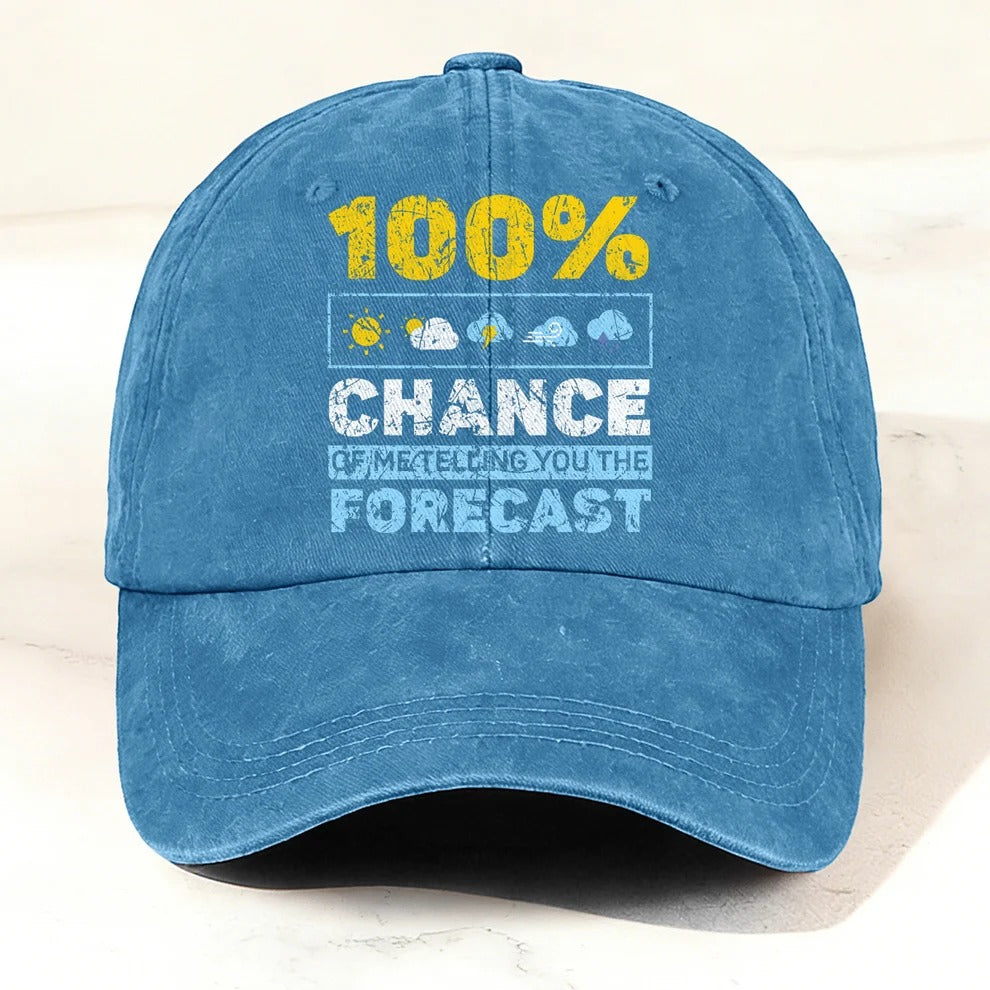 Retro Funny Weather Forecast Baseball Cap Sky Blue
