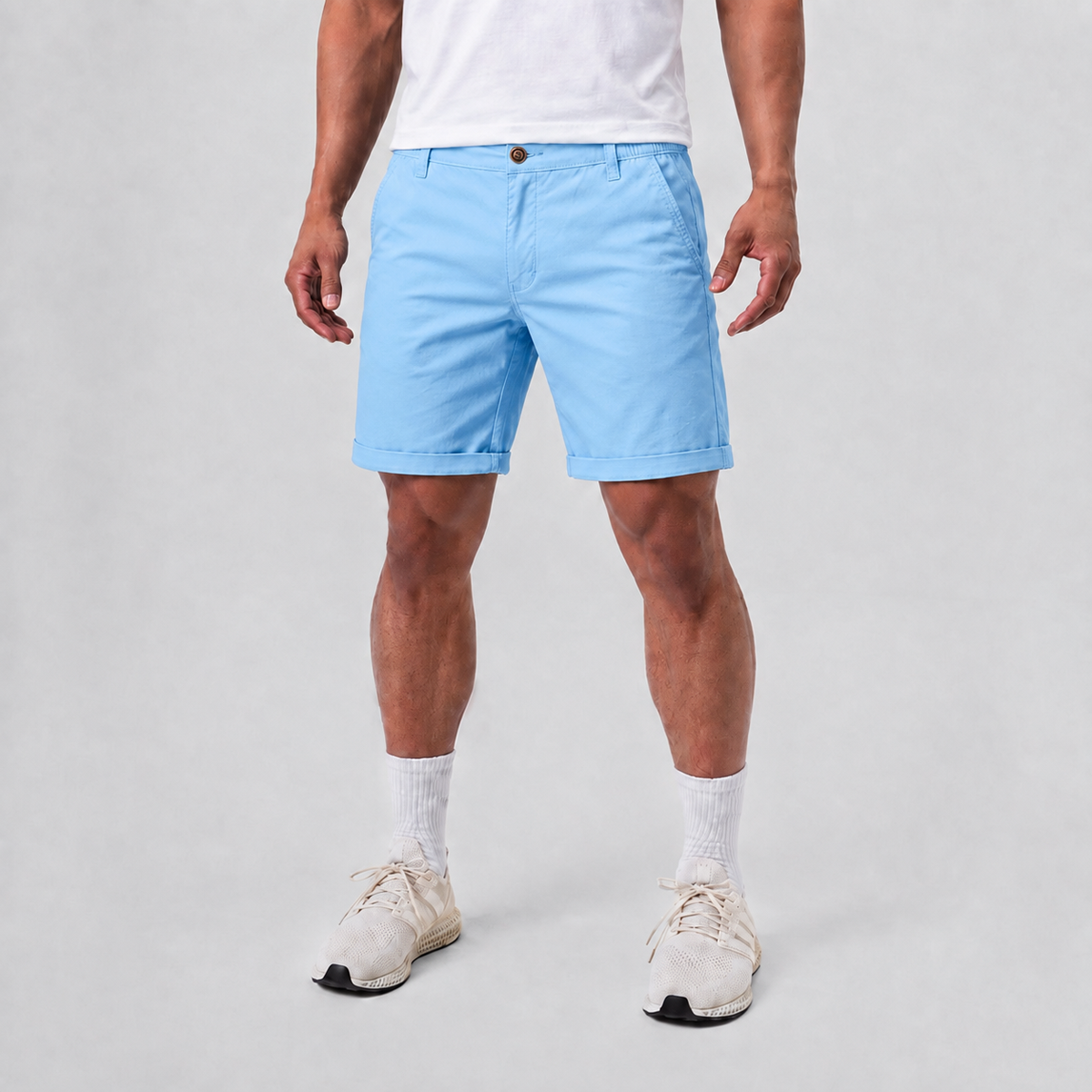 Soft Breathable Cotton Casual Shorts Sky Blue
