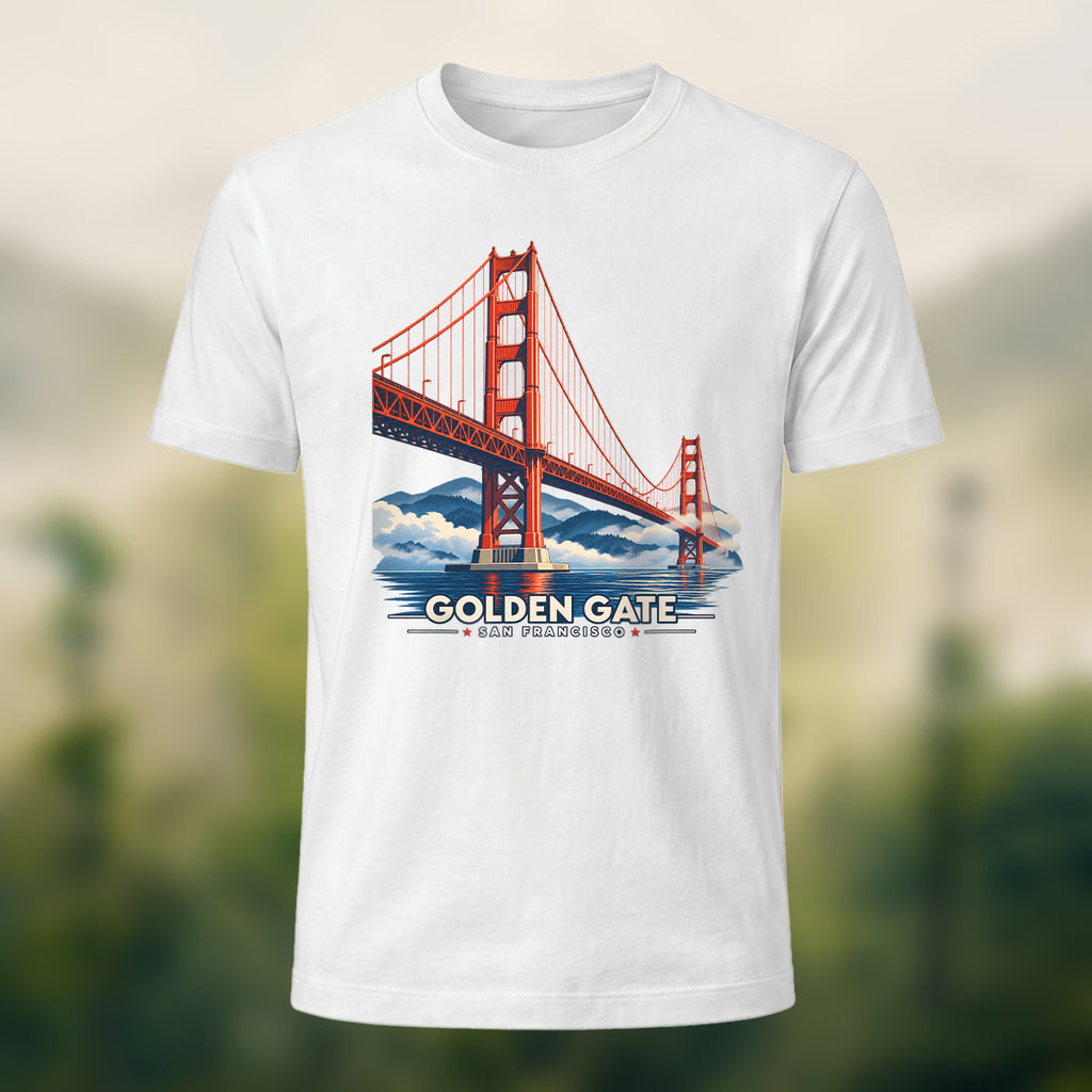 Vintage Golden Gate Bridge Cotton T-Shirt White