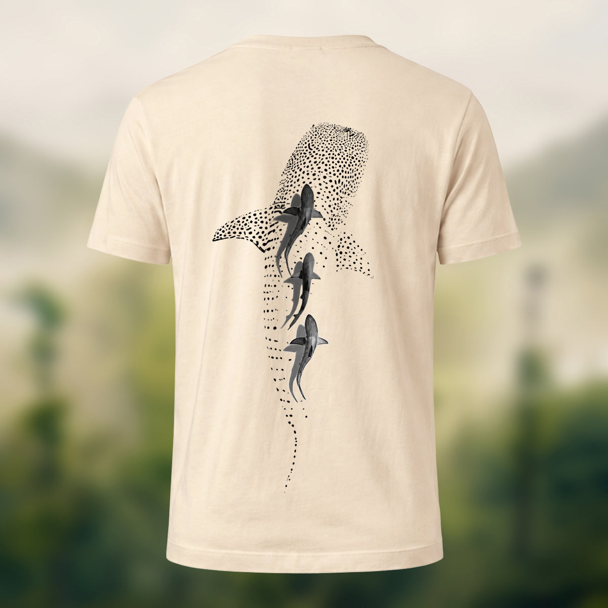 DTG Stippled Whale Shark Premium Cotton Tee Beige
