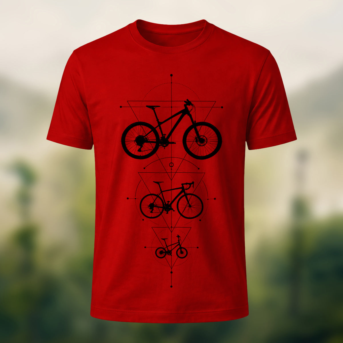 DTG Bicycle Geometry Premium Cotton T-Shirt Red