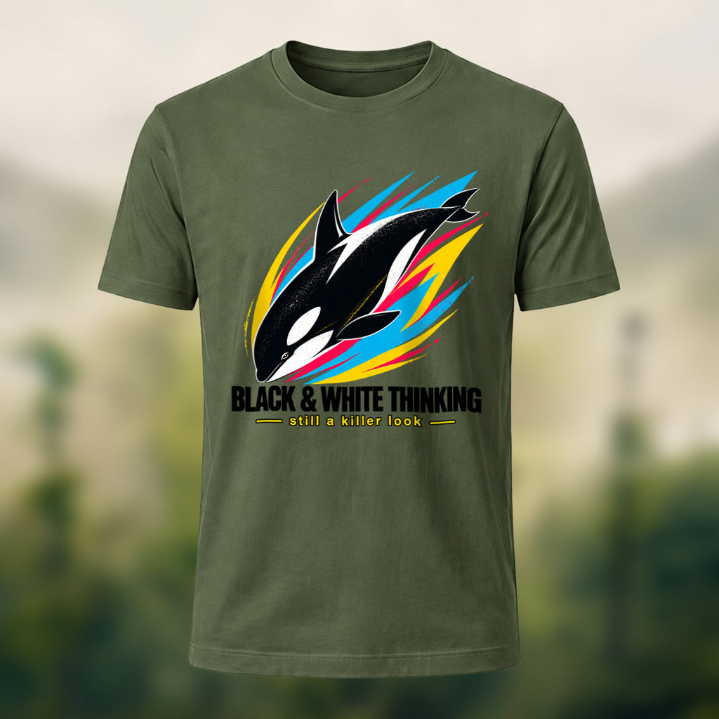 Dynamic Killer Whale Combed Cotton T-Shirt Olive Green