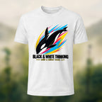 Dynamic Killer Whale Combed Cotton T-Shirt White