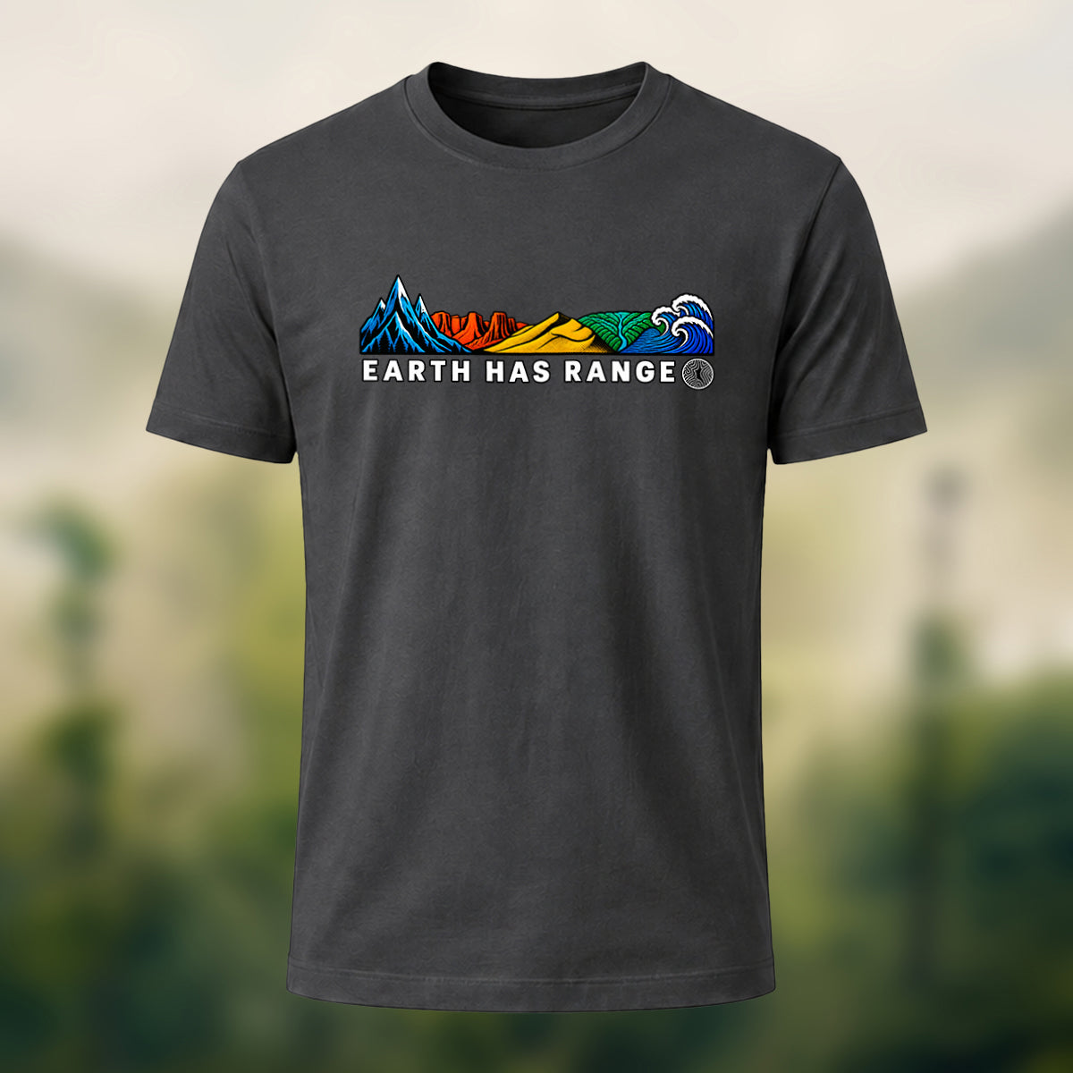 Artistic Earth Has Range Scenic Soft Cotton Tee Charcoal