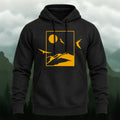 Cotton Made Mountain Bird Silhouette Hoodie Black