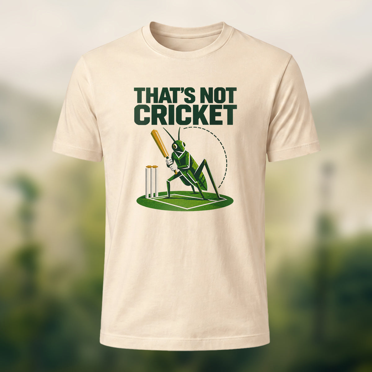 Humorous Cricket Pun Premium Cotton T-Shirt Beige