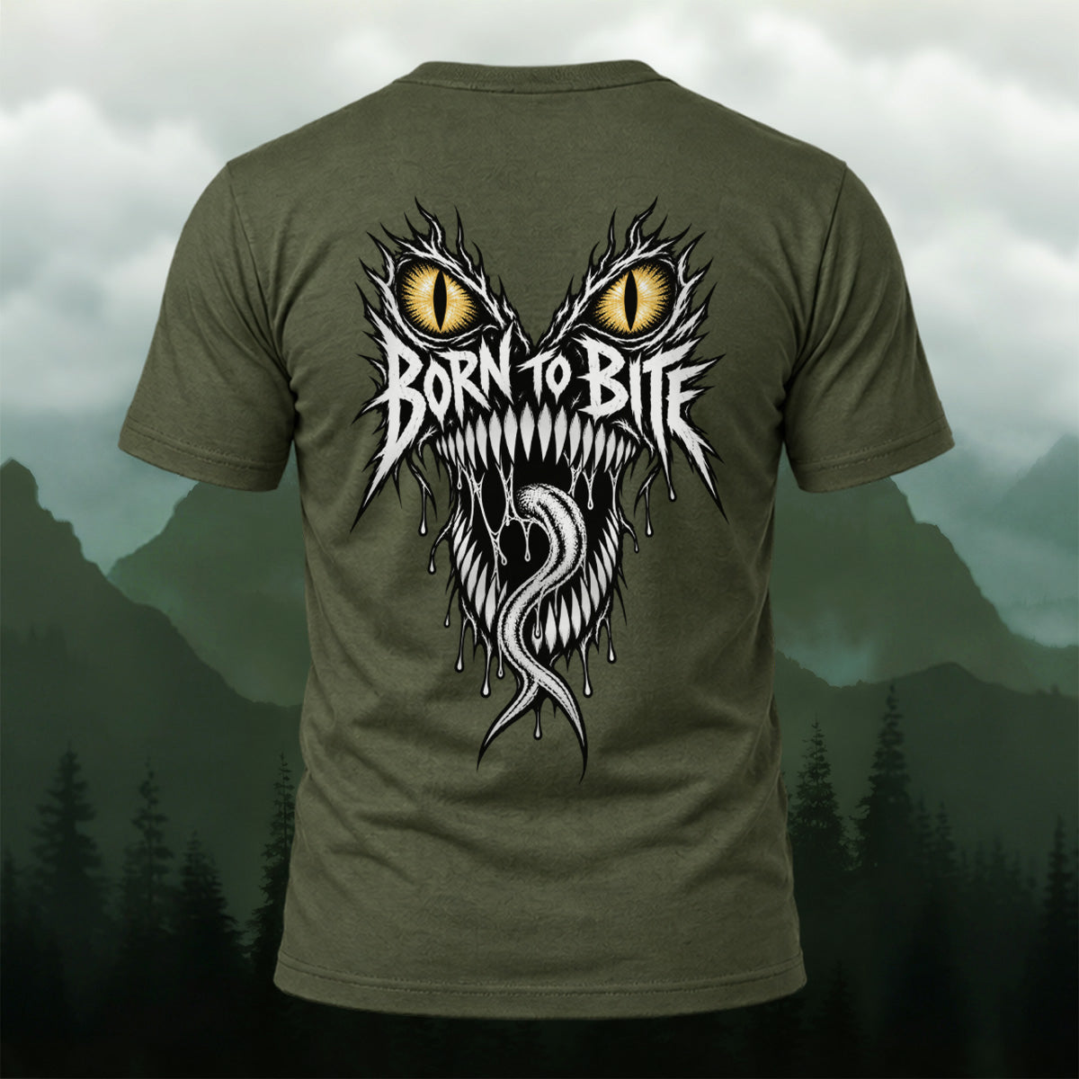 Dark Fierce Beast Combed Cotton T-Shirt Olive Green