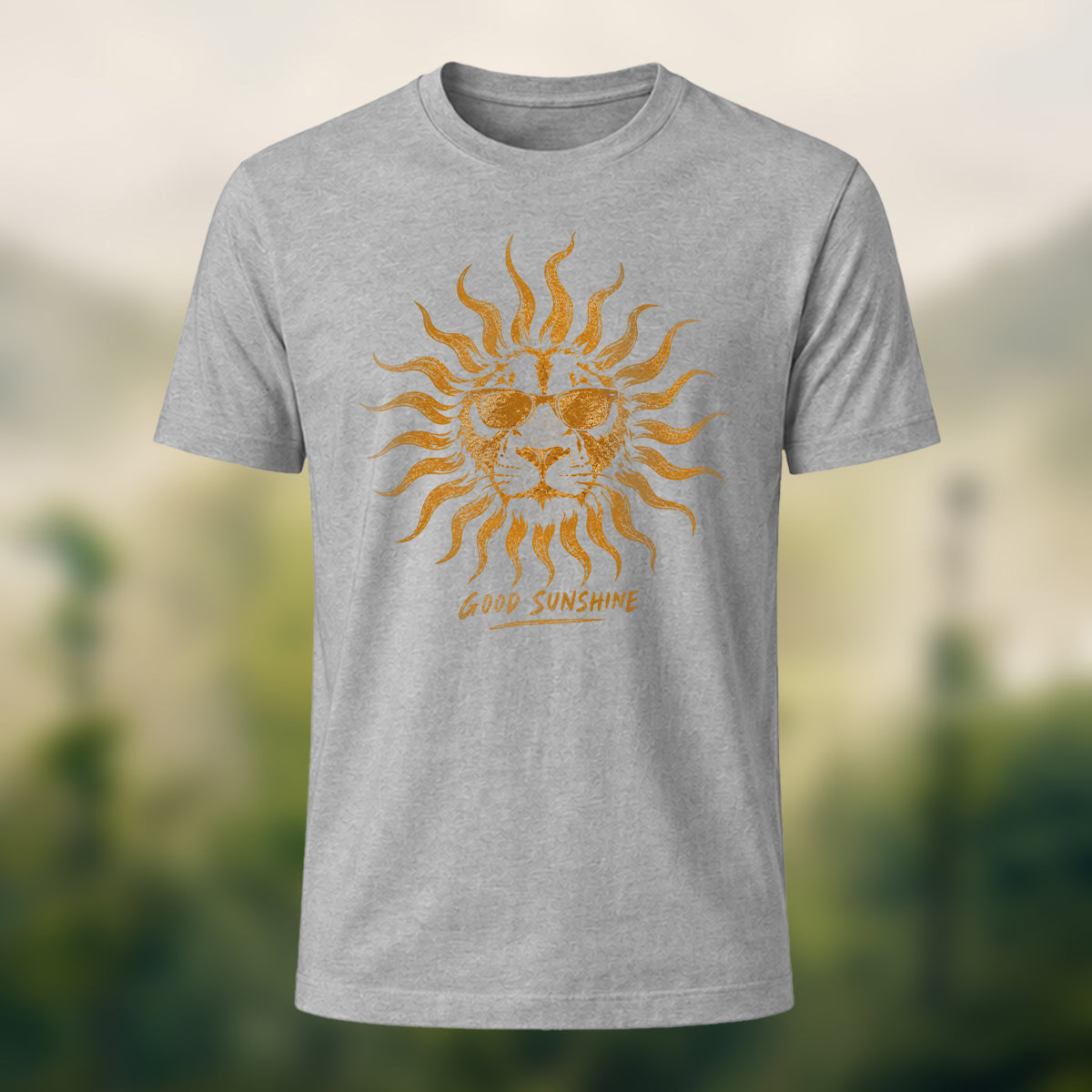 Creative Vintage Lion Premium Cotton T-Shirt Heather Grey
