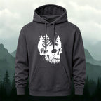 Cotton Made Dark Skull Print Hoodie Dark Grey