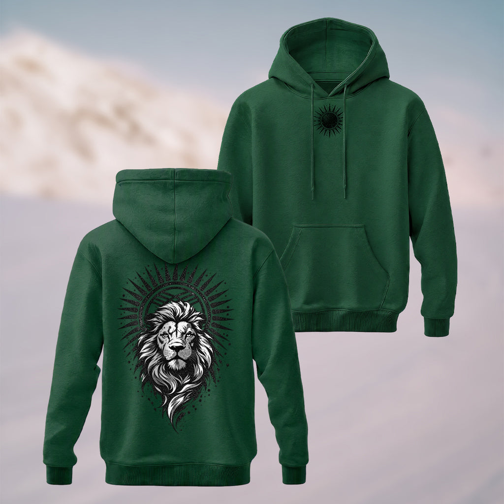 Cotton Made Mystical Silver Lion Hoodie Forest Green