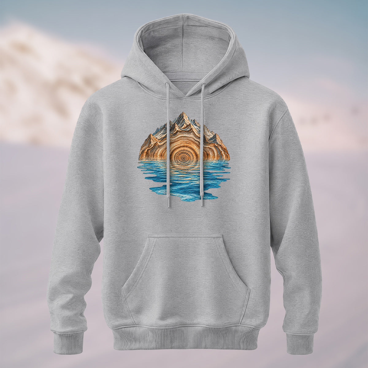 Cotton Made Natural Tree Ring Reflection Hoodie Heather Grey