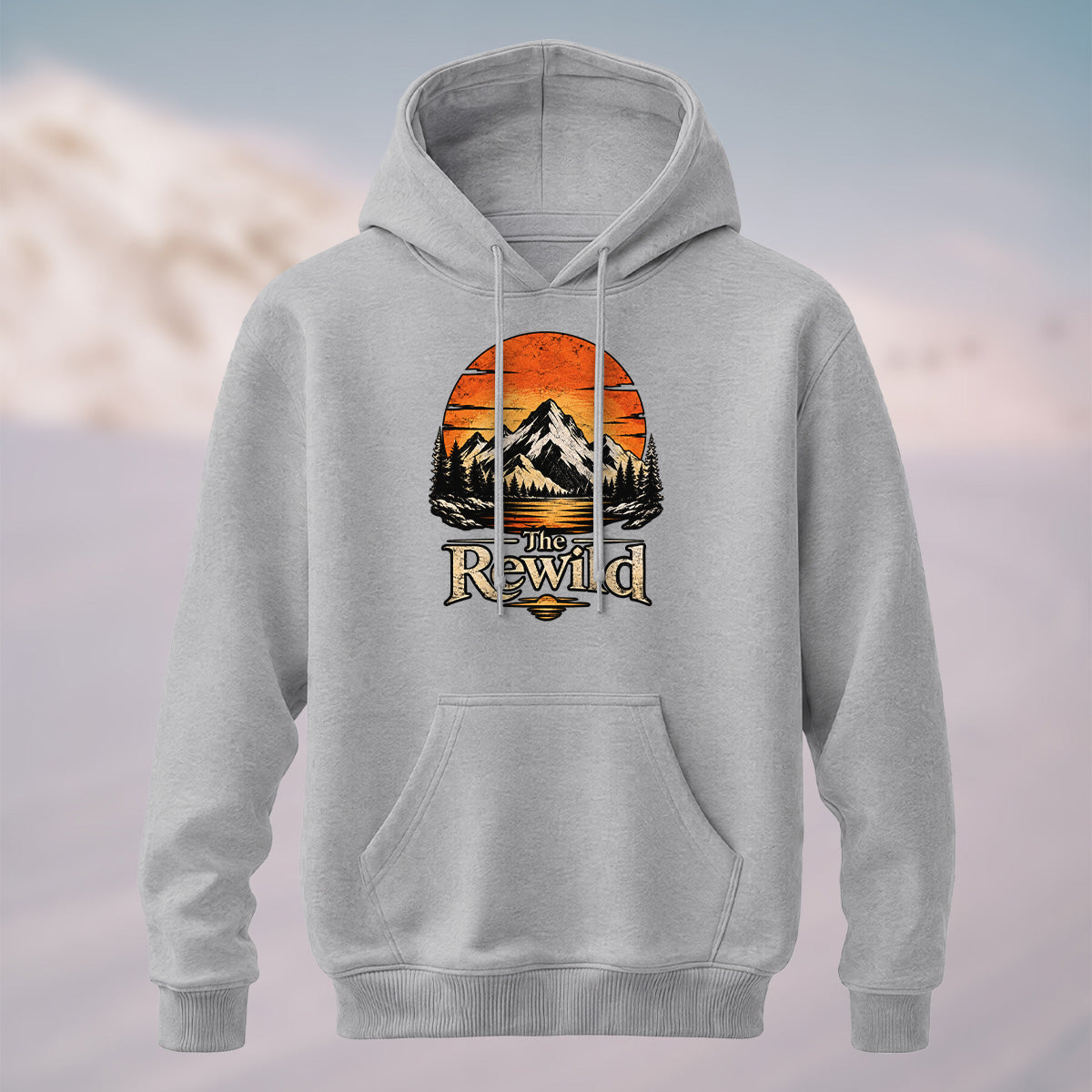 Cotton Made Vintage Mountain Sunset Hoodie Heather Grey