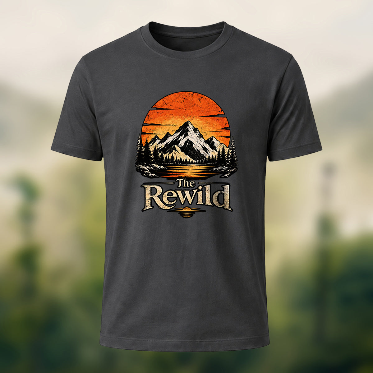 Vintage Wilderness Premium Cotton T-Shirt Charcoal