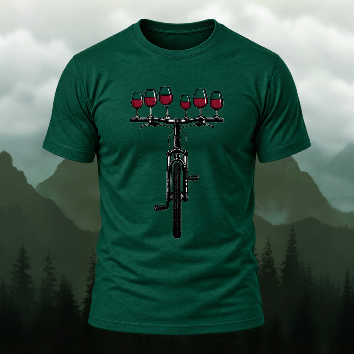 Clean Wine Cycling Soft Cotton T-Shirt Forest Green
