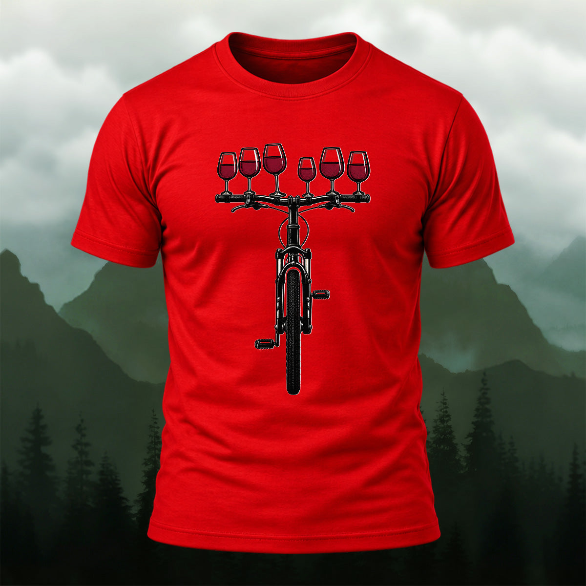 Clean Wine Cycling Soft Cotton T-Shirt Red