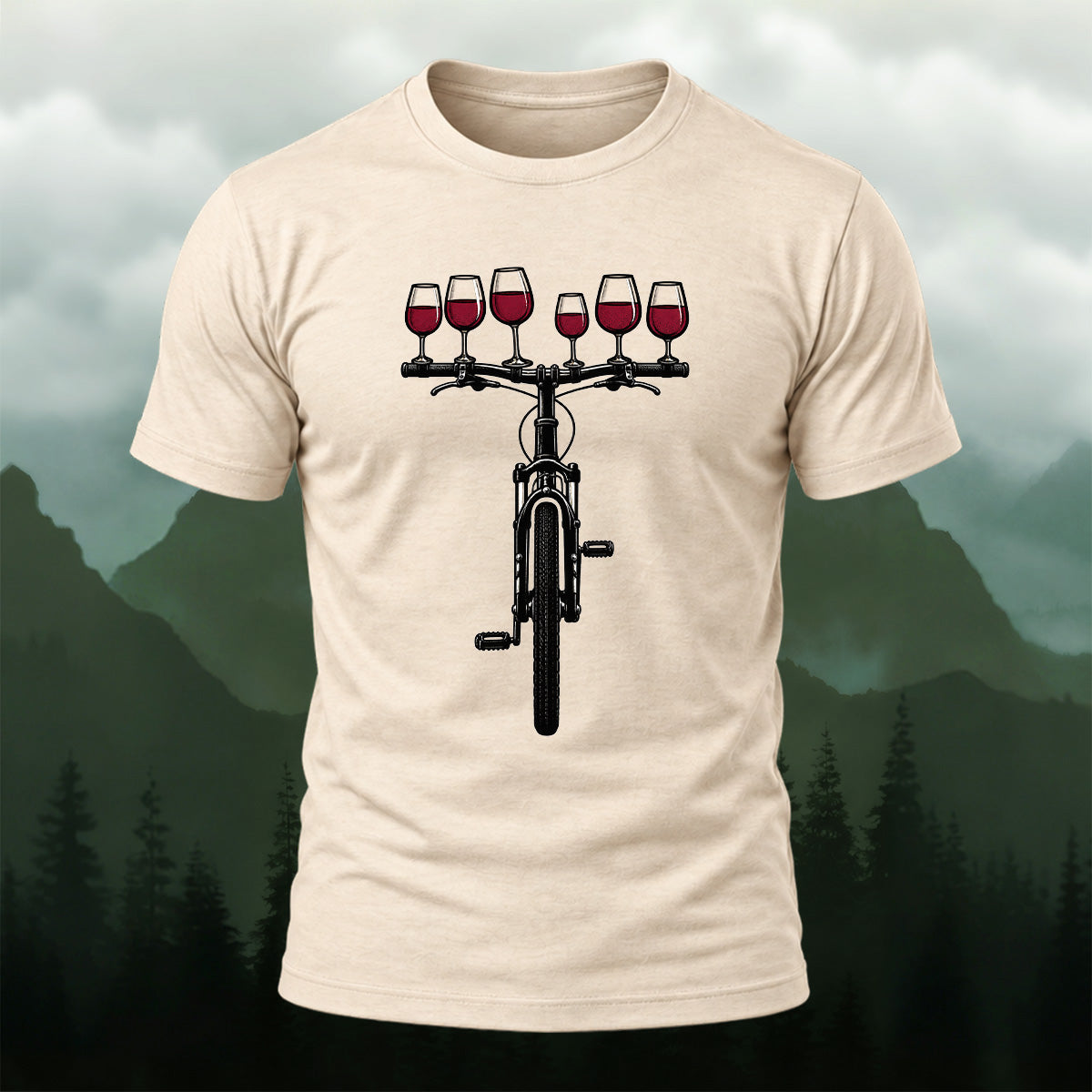Clean Wine Cycling Soft Cotton T-Shirt Beige