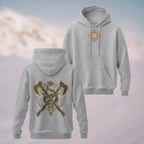 Cotton Made Norse Viking Axe Hoodie Heather Grey