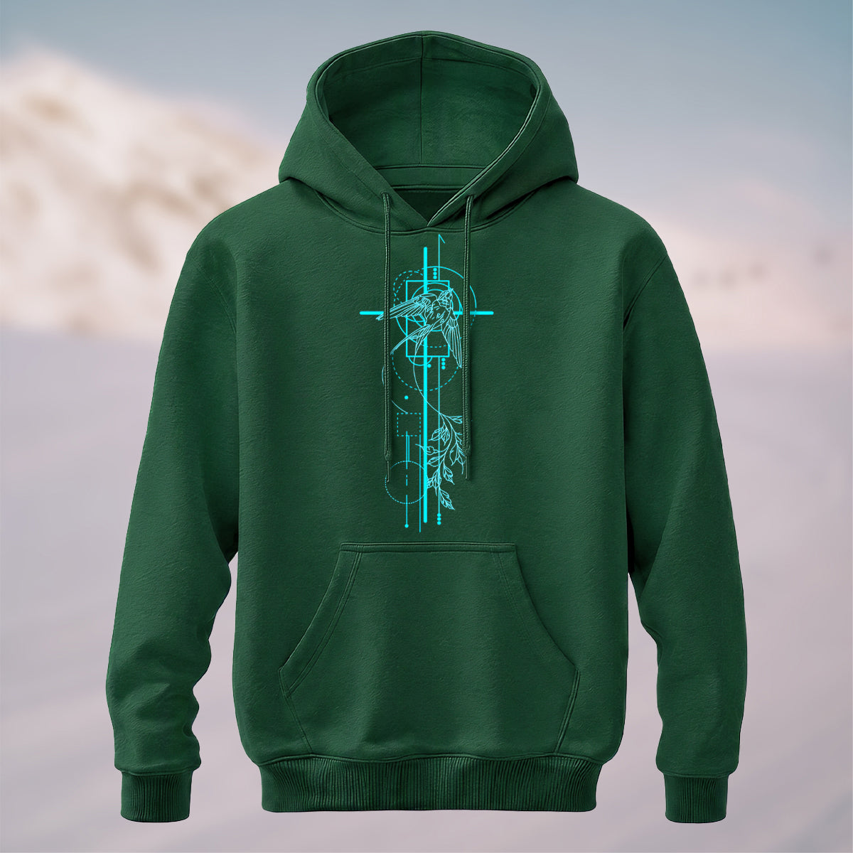 Cotton Made Sacred Geometry Avian Hoodie Forest Green