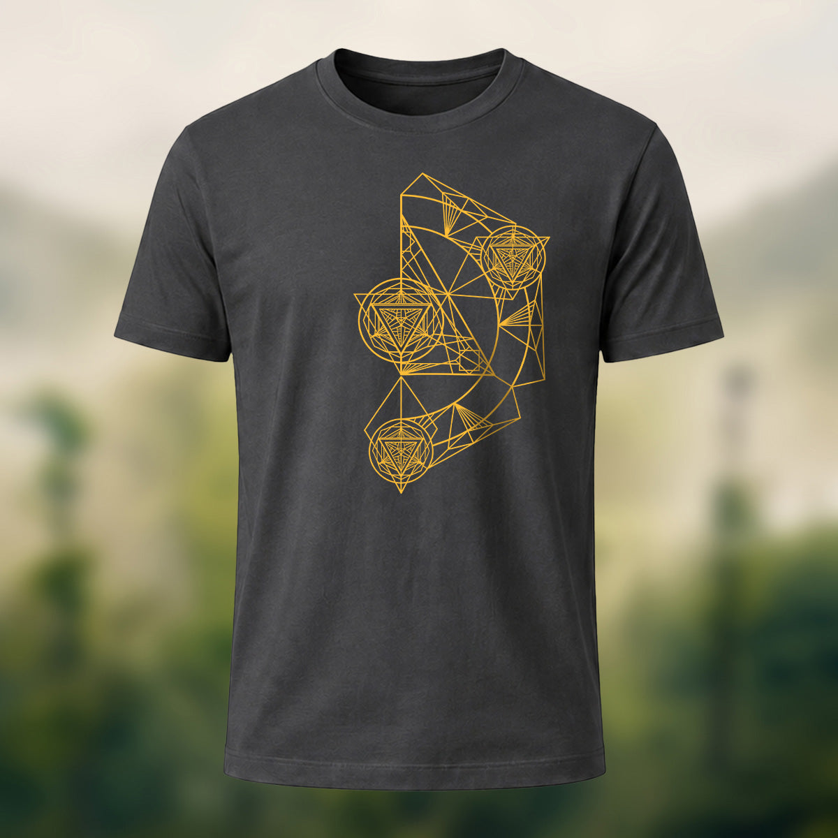 Intricate Abstract Geometric Premium Cotton T-Shirt Charcoal