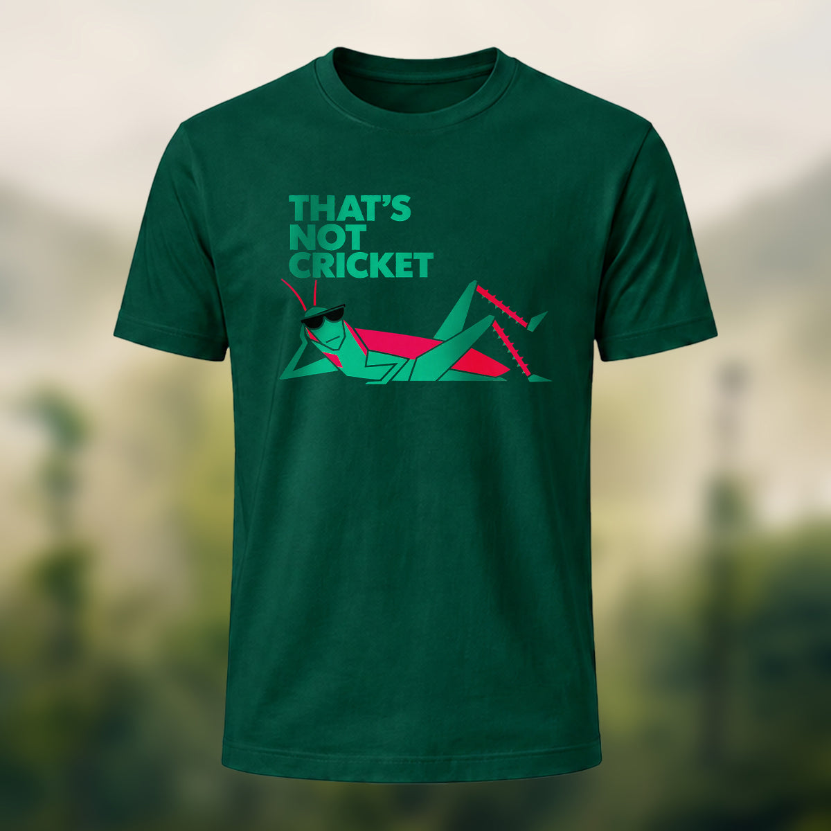 Witty Laid-Back Cricket Combed Cotton T-Shirt Forest Green