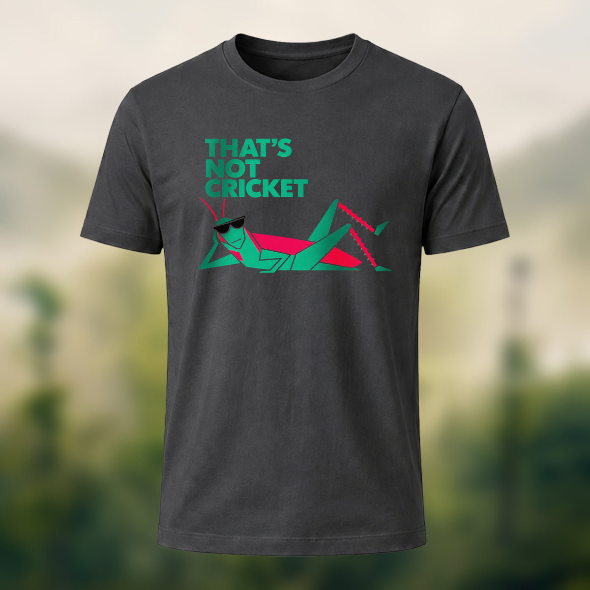 Witty Laid-Back Cricket Combed Cotton T-Shirt Charcoal