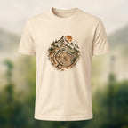 Artistic Tree Ring Topography Premium Cotton Tee Beige