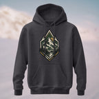 Cotton Made Artistic Mountain Crest Hoodie Charcoal