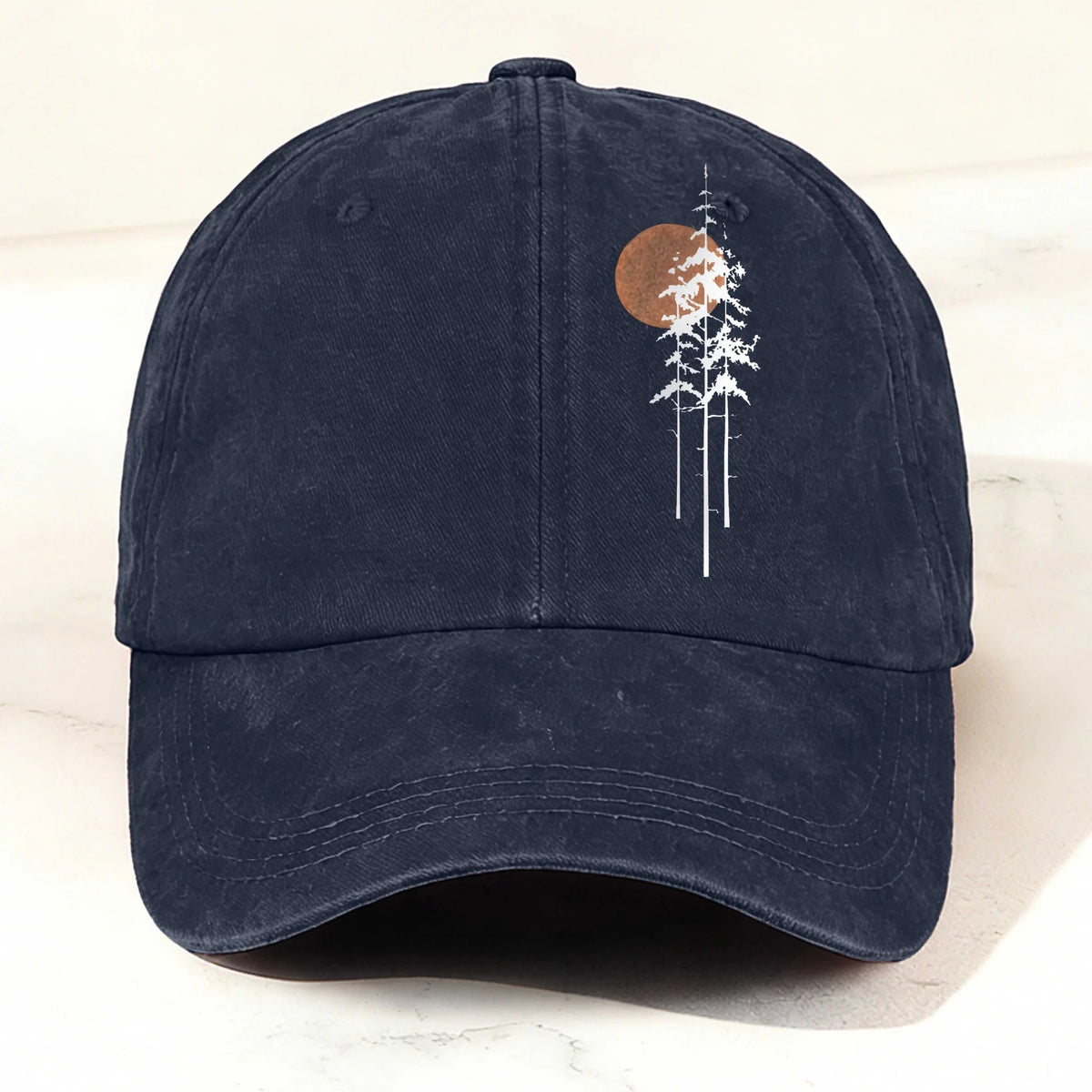 Outdoor Forest Washed Cotton Baseball Cap Navy Blue