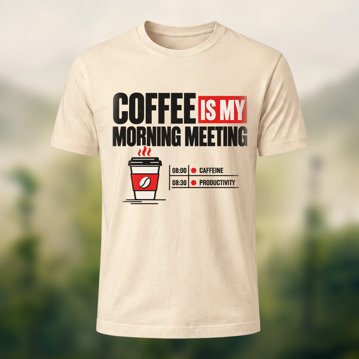 Witty Coffee Statement Soft Cotton T-Shirt Beige