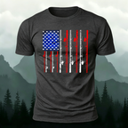 Fishing Flag Rod Print Cotton T-shirt