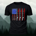 American-style Fishing Rod Pattern Cotton T-shirt