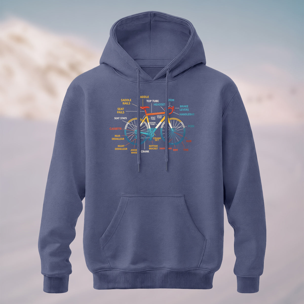 Cotton Made Creative Colorful Bicycle Print Hoodie