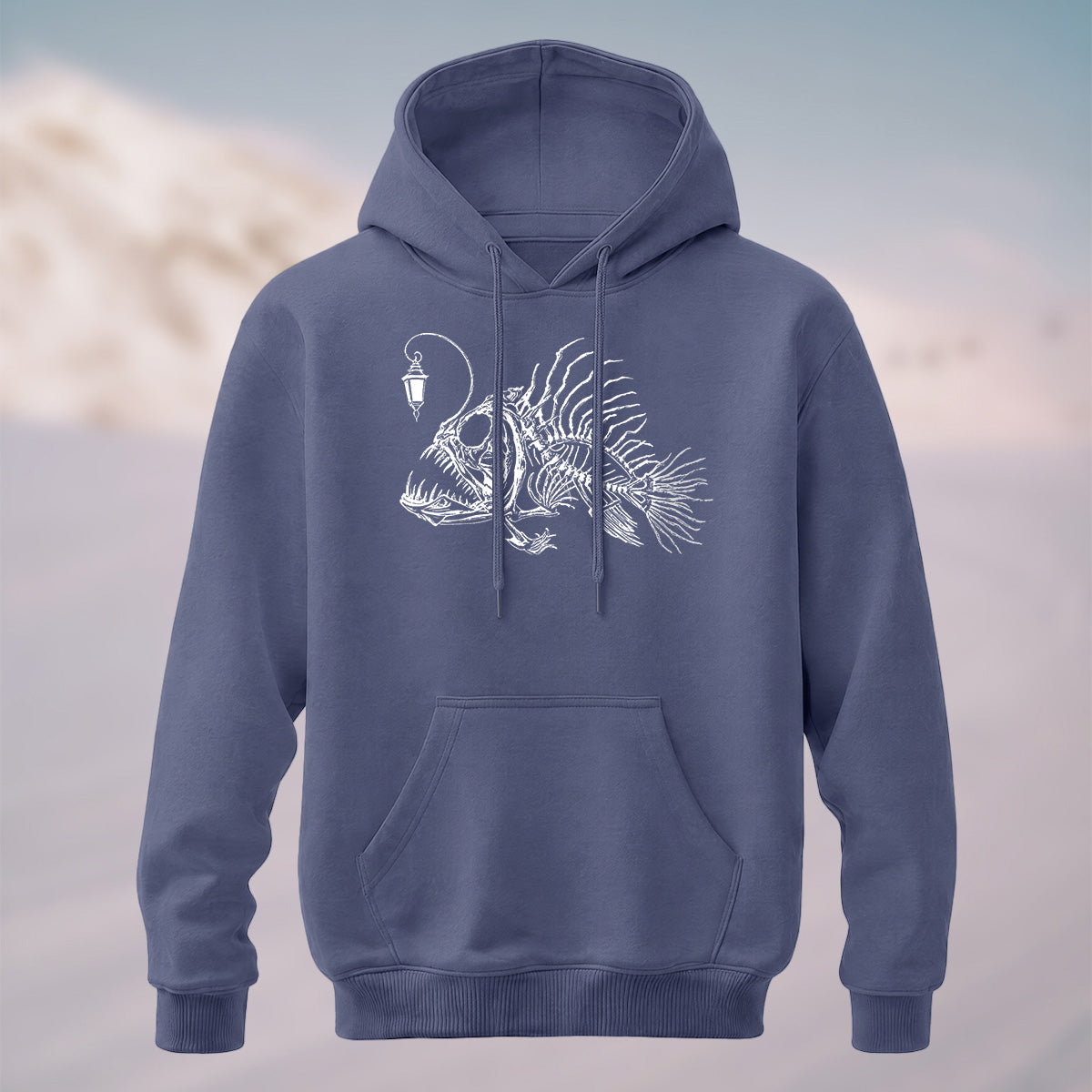 Cotton Made Deep Sea Anglerfish Skeleton Print Hoodie