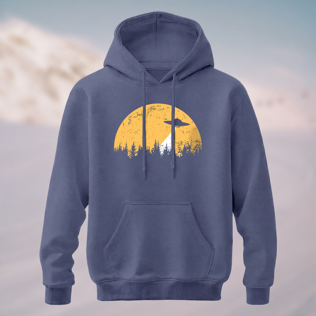 Cotton Made Alien Spaceship Print Hoodie